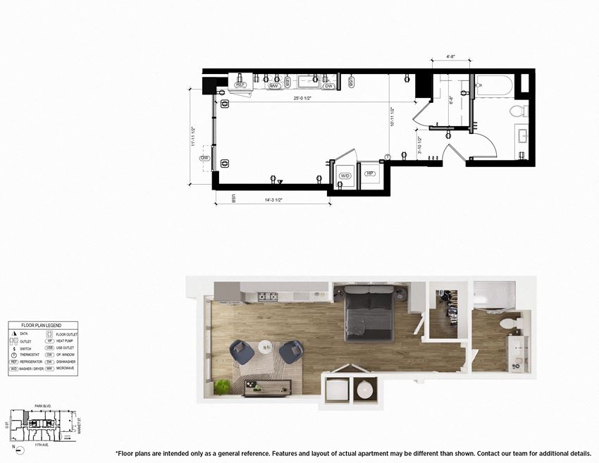 Studio S3 Floor Plan - The Merian